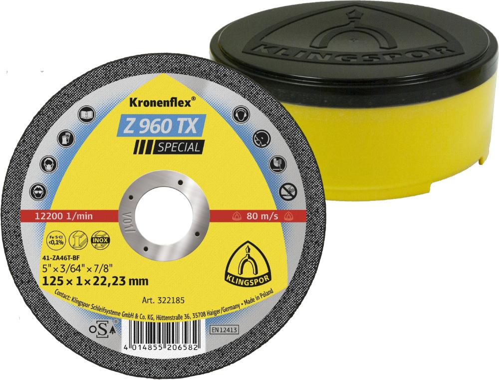 Z 960 TX cutting-off wheels, zirconia 5 x 3/64 x 7/8 Inch depressed centre