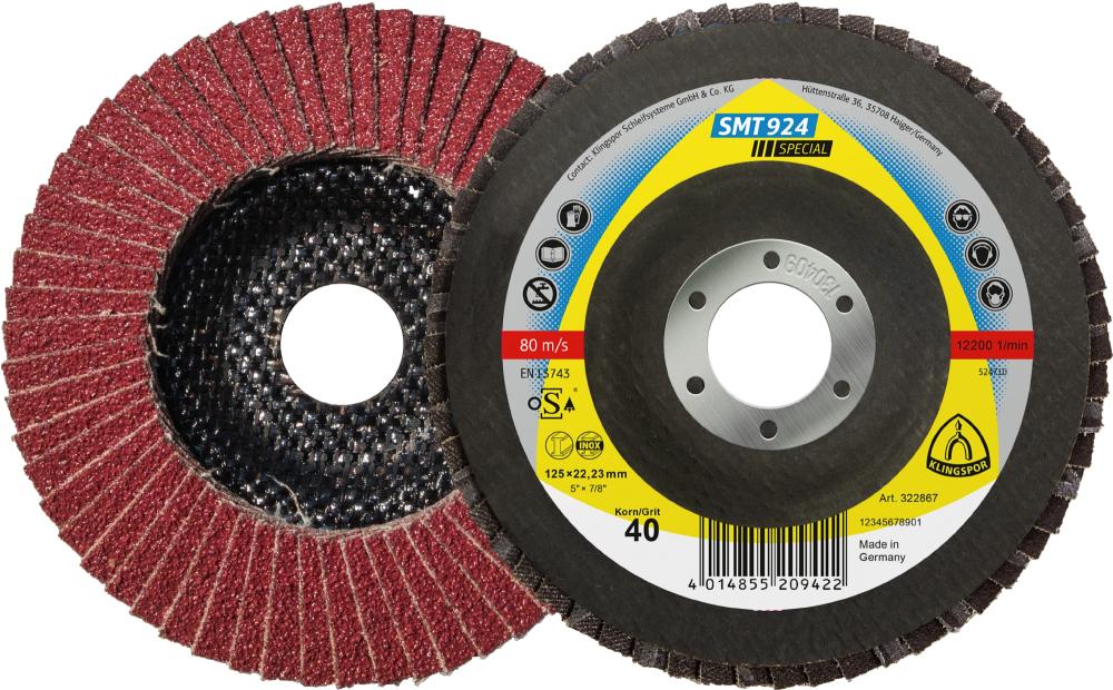 SMT 924 abrasive mop discs ceramic, 5 x 7/8 Inch grain 80 convex