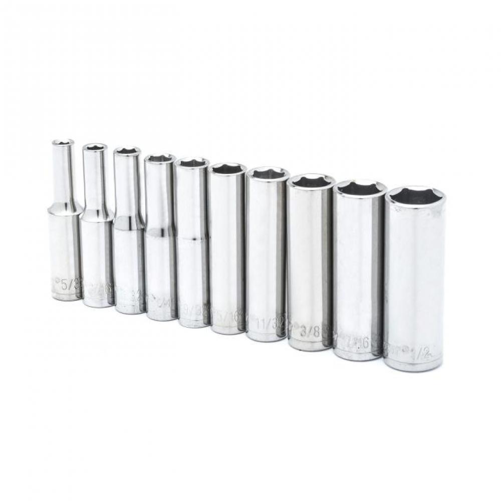 SOCKET SET,10PC,1/4&#34; DRIVE,6PT,DEEP,SAE
