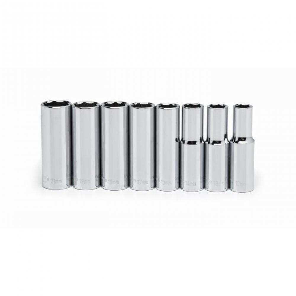 SOCKET SET,8PC,1/2&#34; DRIVE,DEEP,MM