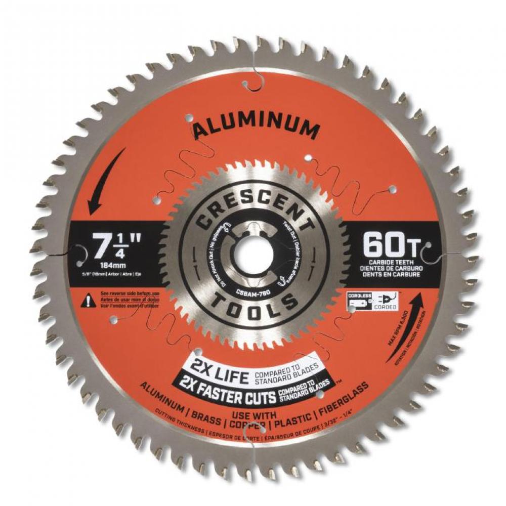 CRESCENT 7-1/4&#34; 60T MED. ALUMINUM BLADE