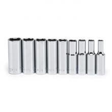 Crescent CSAS6N - SOCKET SET,9PC,3/8" DRIVE,6PT,DEEP,SAE