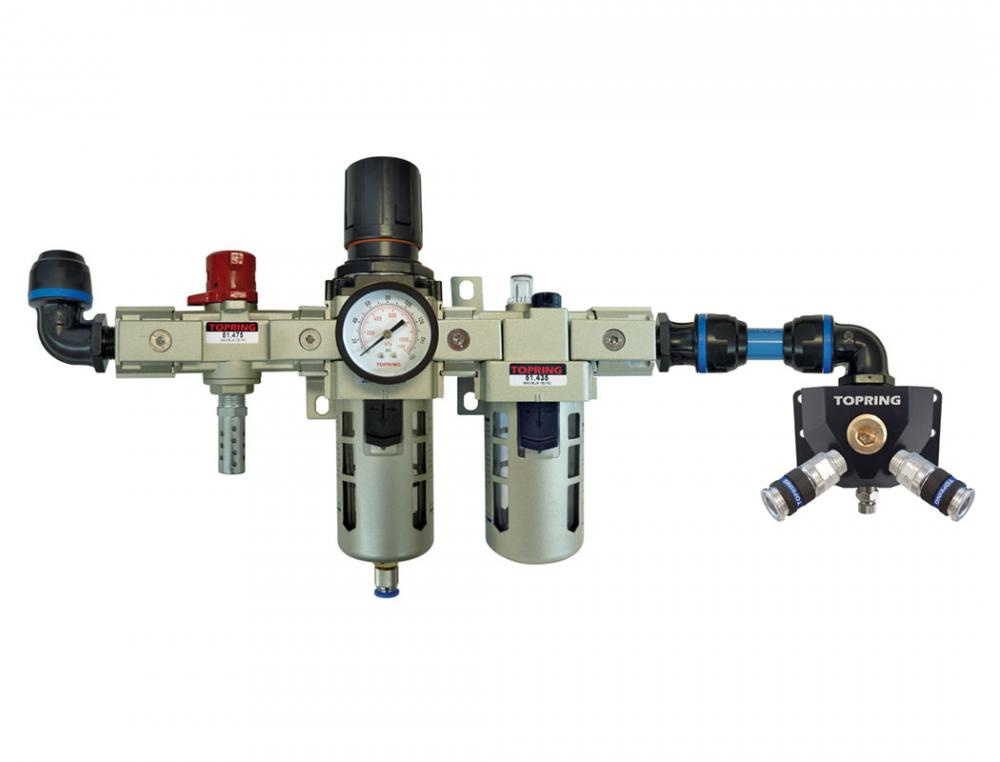 FRL Unit and Wall Manifold With 2 Steel Couplers 1/4 Industrial for 25 mm S08