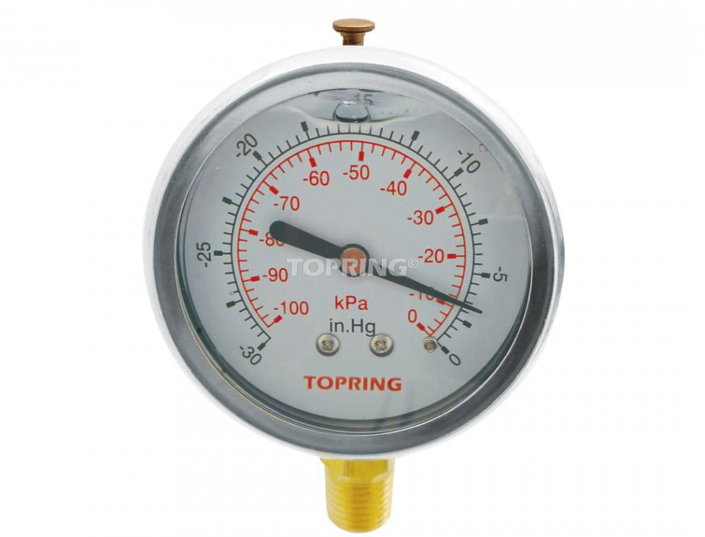 2-1/2 In. Stainless Steel Liquid Filled Pressure Gauge With Glycerin 0 to 30 Hg