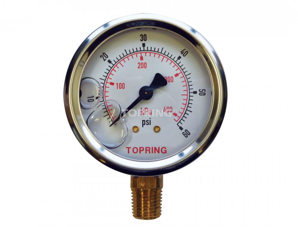 2 1/2 In. Stainless Steel Liquid Filled Pressure Gauge With Glycerin 0 to 60 PSI