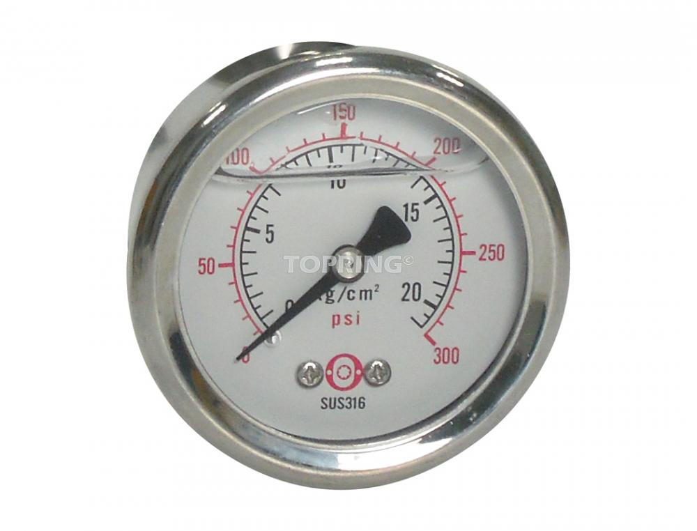 Stainless Steel Liquid Filled Pressure Gauge With Glycerin 7 to 170 PSI
