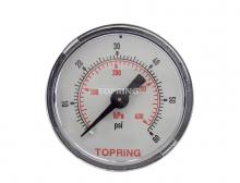 Topring 55.435 - 2 1/2 In. Steel Dry Vacuum Gauge 0 to 60 PSI