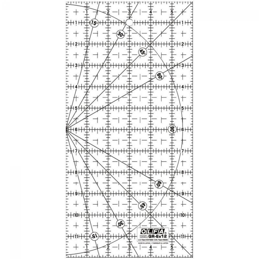 OLFA QR-6x12 6&#34; x 12&#34; Frosted Acrylic Ruler
