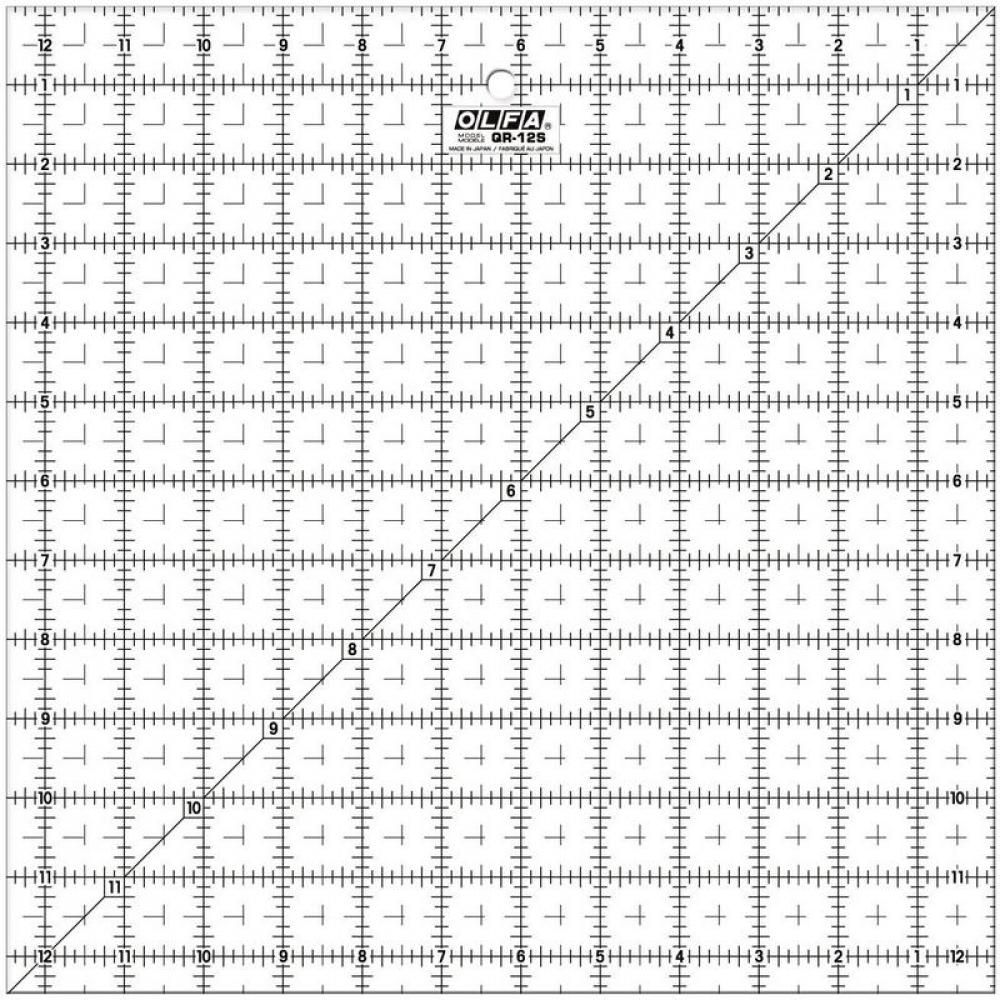 QR-12S Frosted Non-Slip Acrylic Ruler, 12-1/2&#34; Square