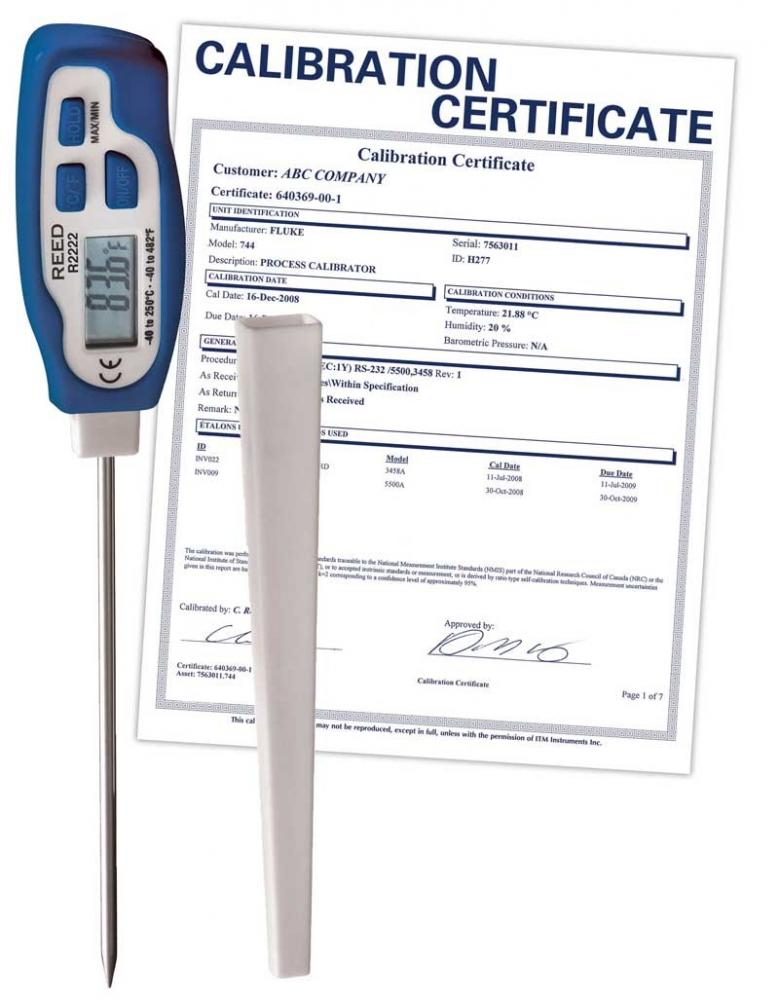 REED R2222-NIST Stainless Steel Digital Stem Thermometer, -40 to 482F (-40 to 250C), Max/Min an