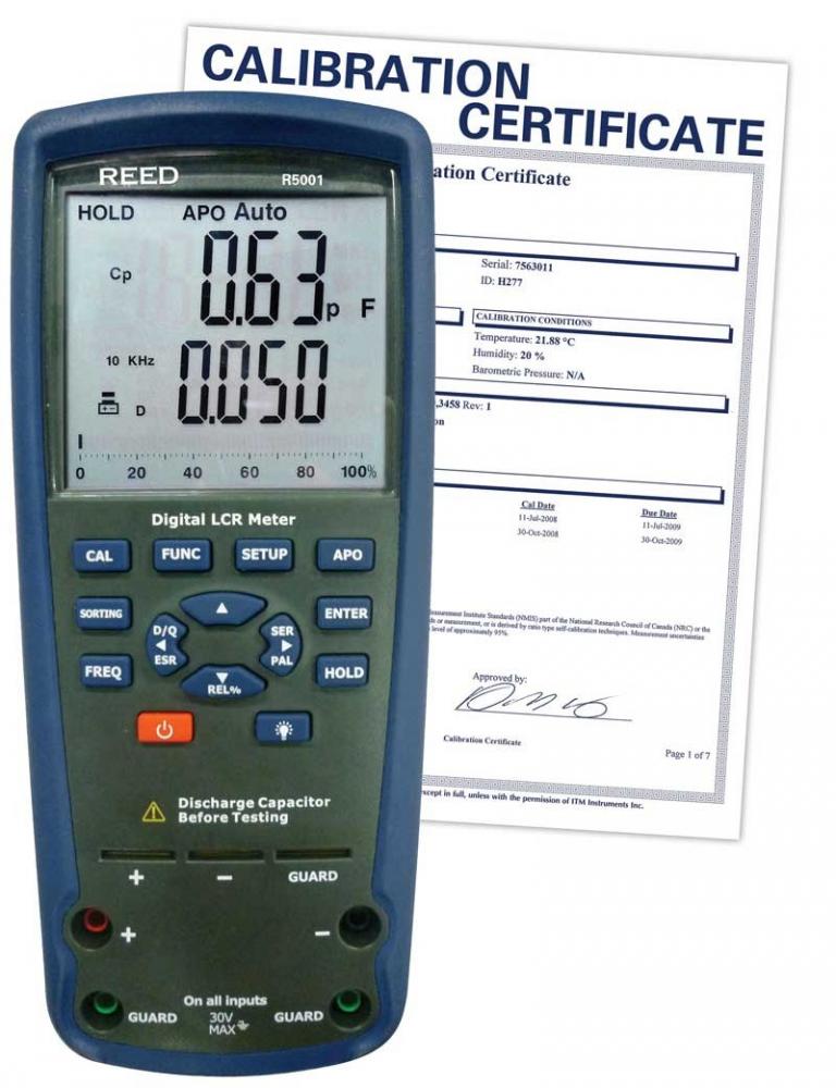 REED R5001-NIST Passive Component LCR Meter, includes NIST Traceable Certification