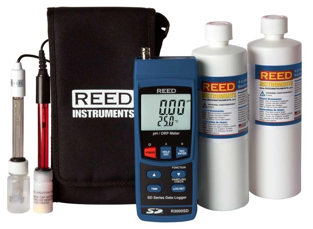 REED R3000SD-KIT2 Data Logging pH/ORP Meter with Electrodes and Buffer Solution