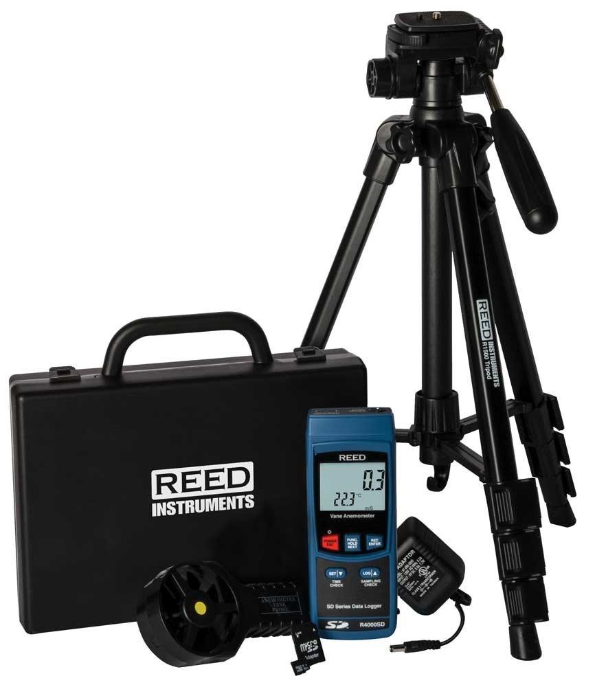 REED R4000SD-KIT2 Data Logging Vane Thermo-Anemometer with Tripod