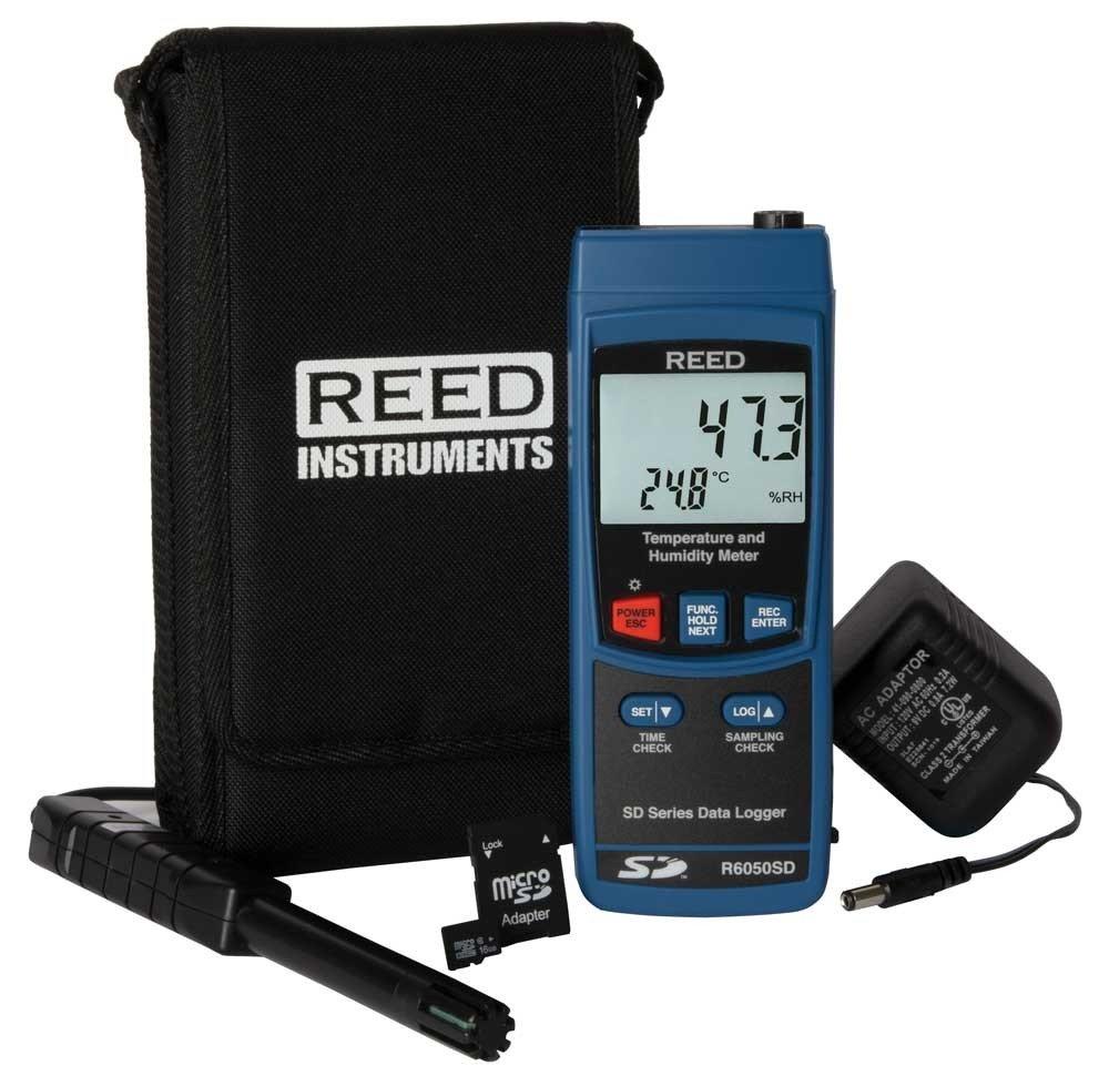 REED R6050SD-KIT Data Logging Thermo-Hygrometer with Power Adapter and SD Card