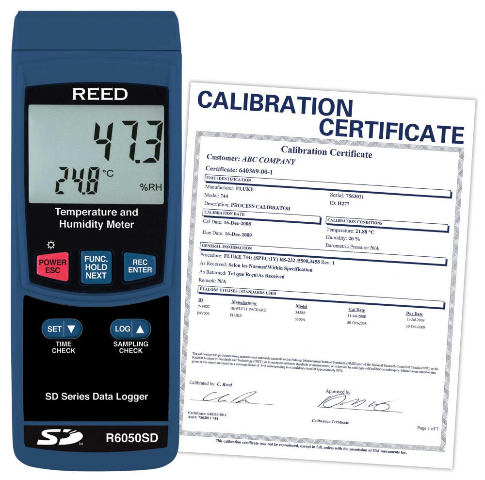 REED R6050SD-NIST  Data Logging Thermo-Hygrometer