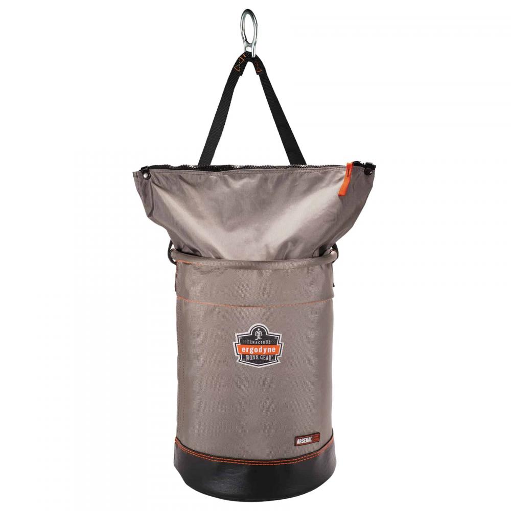 5973 L Gray Hoist Bucket - D-Rings - Zipper