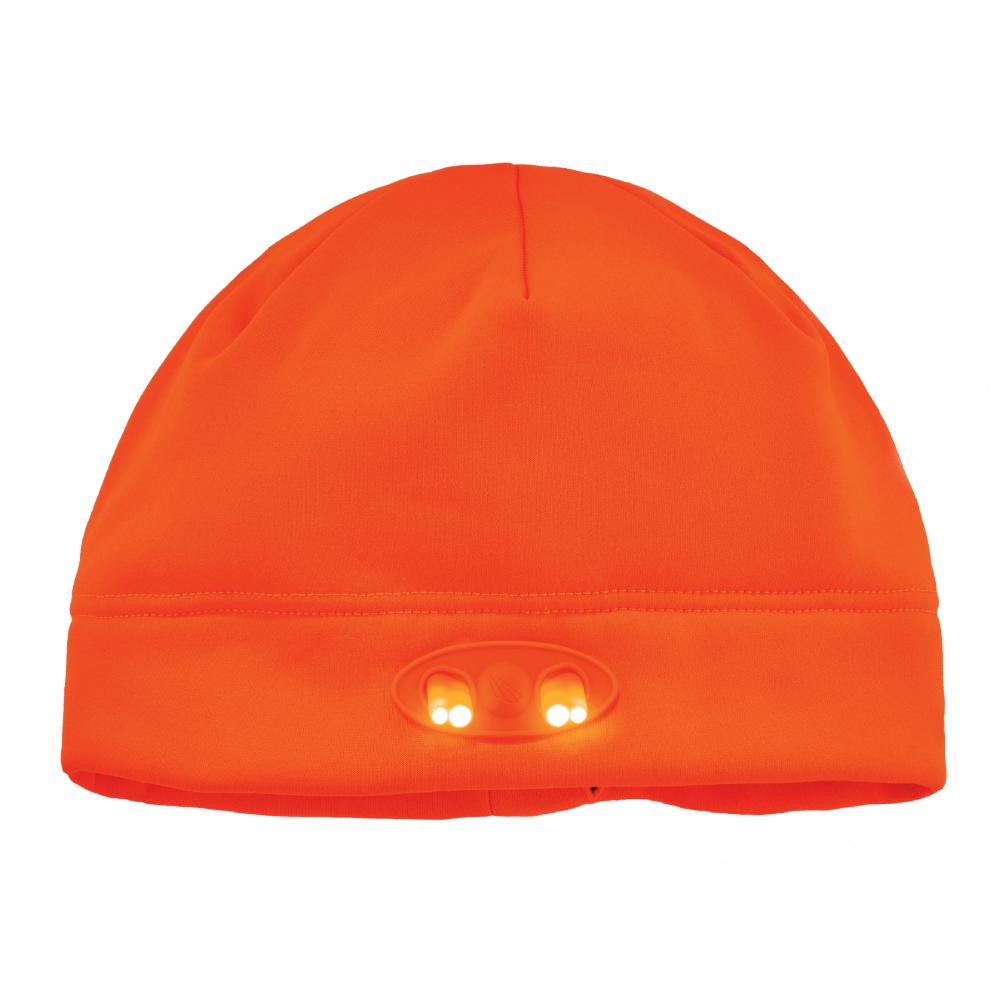 6804 Orange Skull Cap Winter Hat with LED Lights