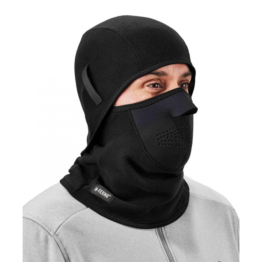 6827 Black Balaclava Face Mask - 2-pc Fleece Neoprene
