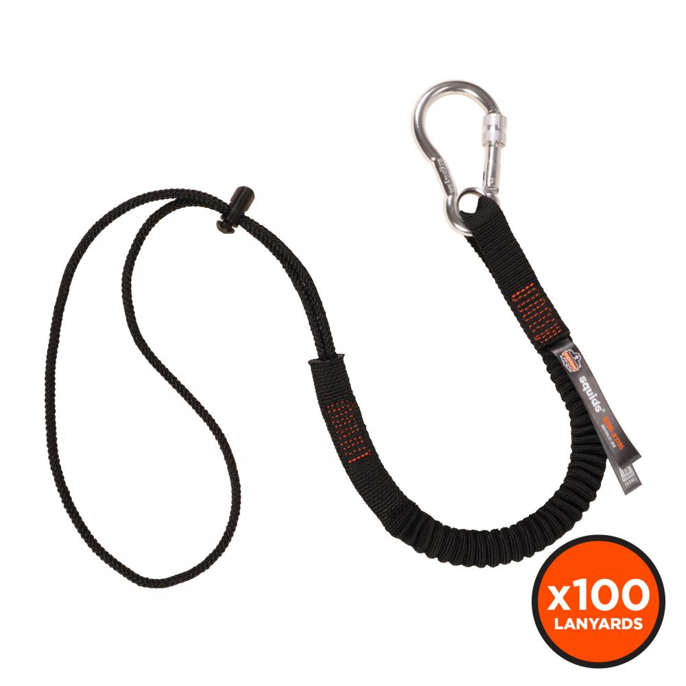 3105 100-pack Standard Black Lanyard Carabiner and Loop - 15lbs