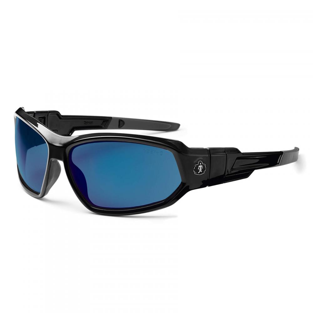 LOKI Black Frame Blue Mirror Lens Convertible Safety Spoggles with Strap