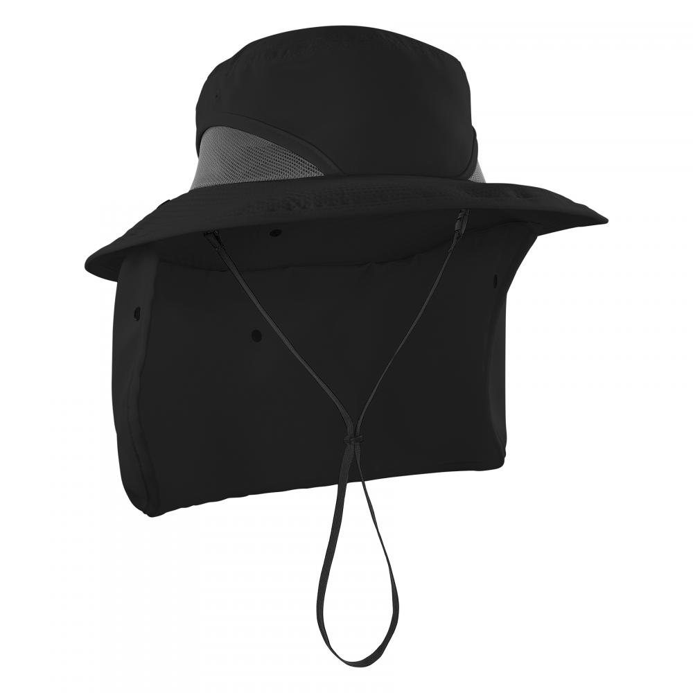 8934 L/XL Black Ranger Hat - Neck Shade