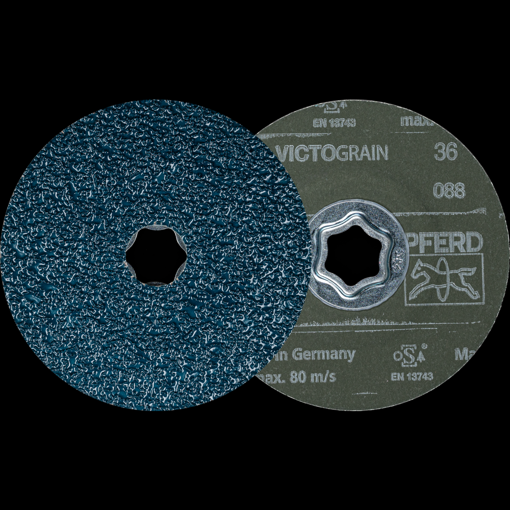 PFERD COMBICLICK® Fiber Disc, 4-1/2&#34; x 7/8, 36 grit, VICTOGRAIN®