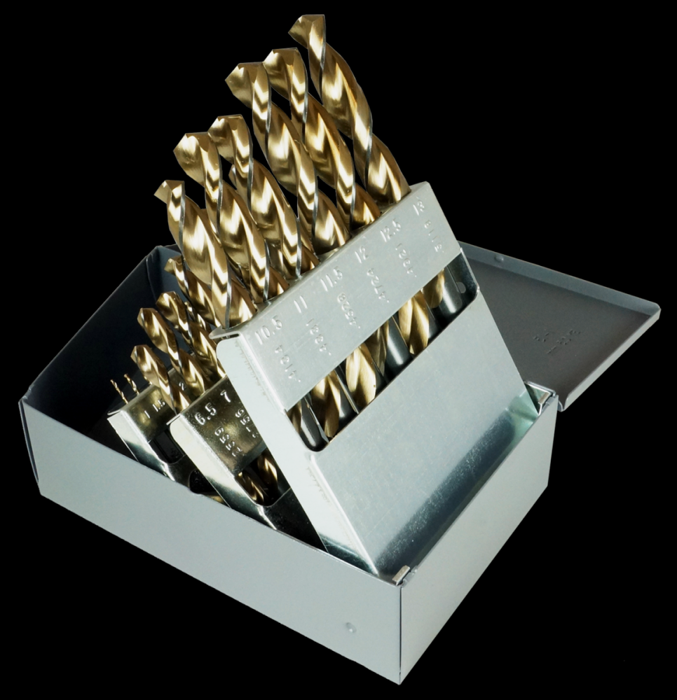 135° Heavy-Duty Black & Gold Parabolic Jobber Length Drill Set