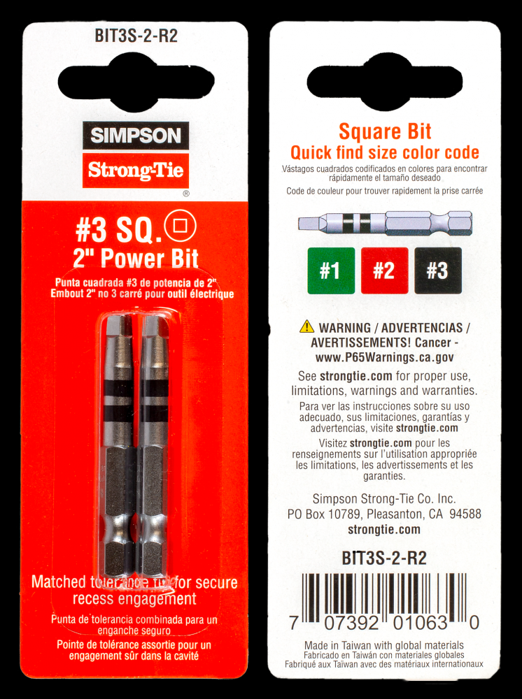 #3 Square-Drive 2-in. Power Bit (2-Qty)