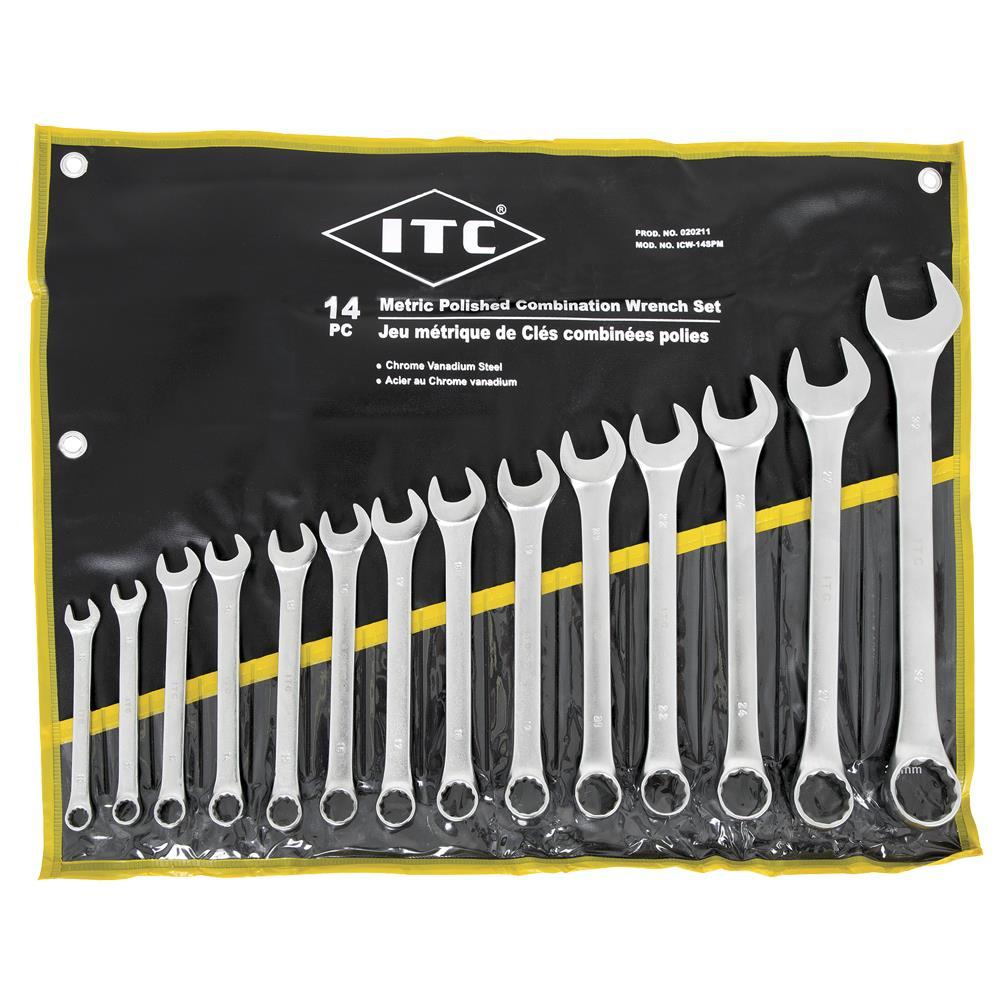 Polished Combination Wrench Set - Metric - 14 pc
