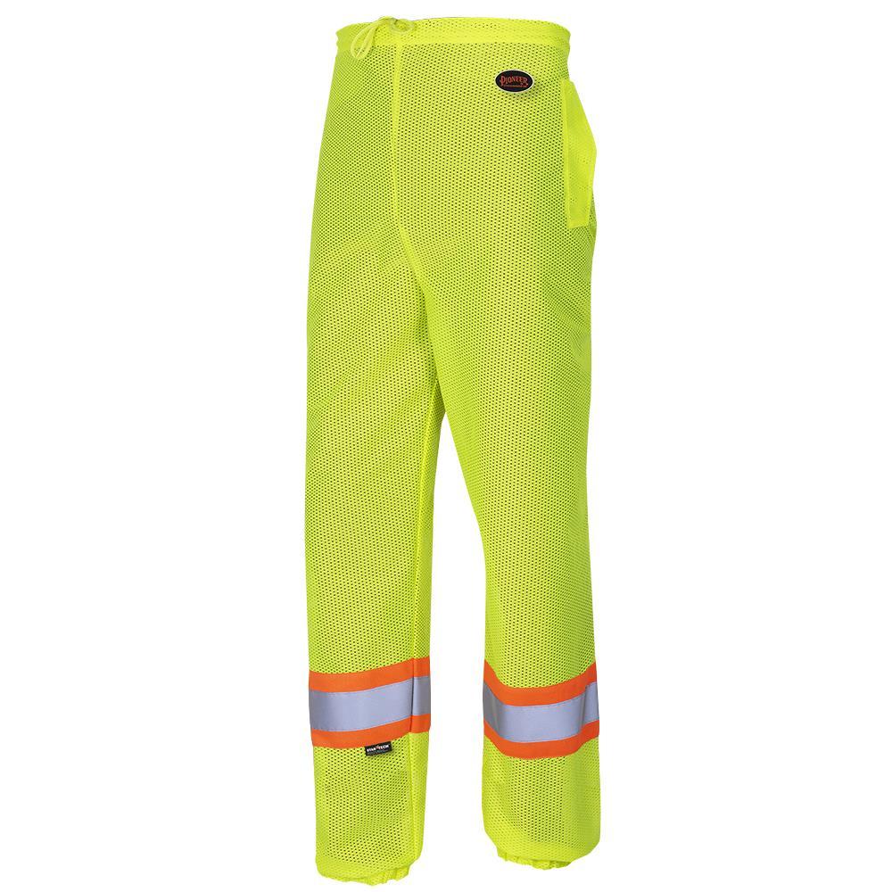 Hi-Viz Yellow/Green Traffic Safety Pants - Polyester Mesh - Mesh Leg Panels - XXS/XS