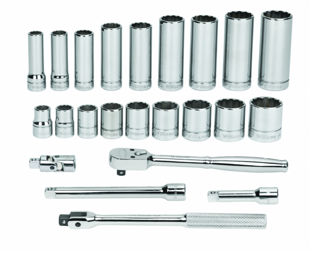 23 pc 3/8&#34; Drive 12-Point SAE Shallow and Deep Socket and Drive Tool Set Packed Keep Safe Foam i