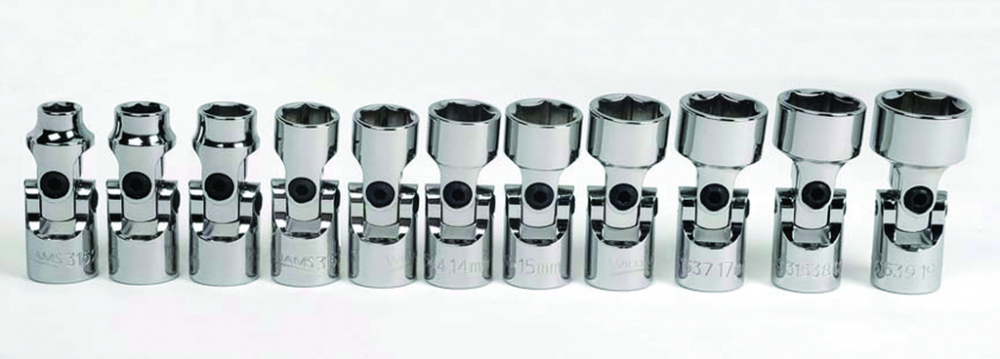 11 pc 3/8&#34; Drive 6-Point Metric Universal Socket Set on Rail and Clips