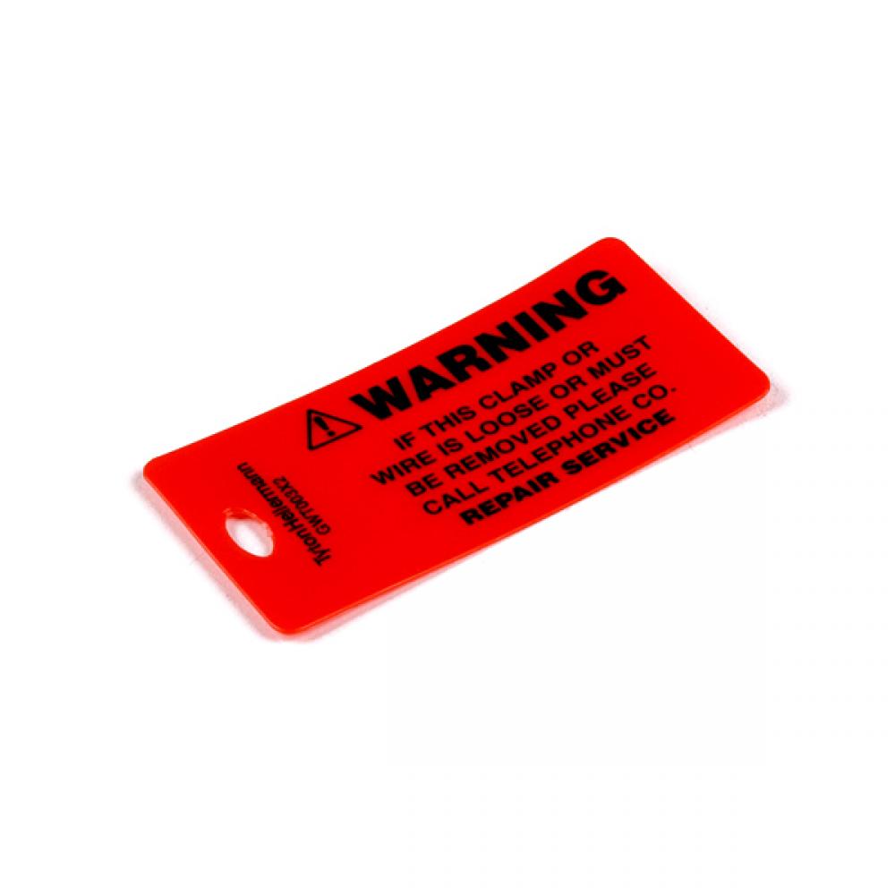 Ground Wire Tag, Telephone Warning, Polyethylene, Orange, 25