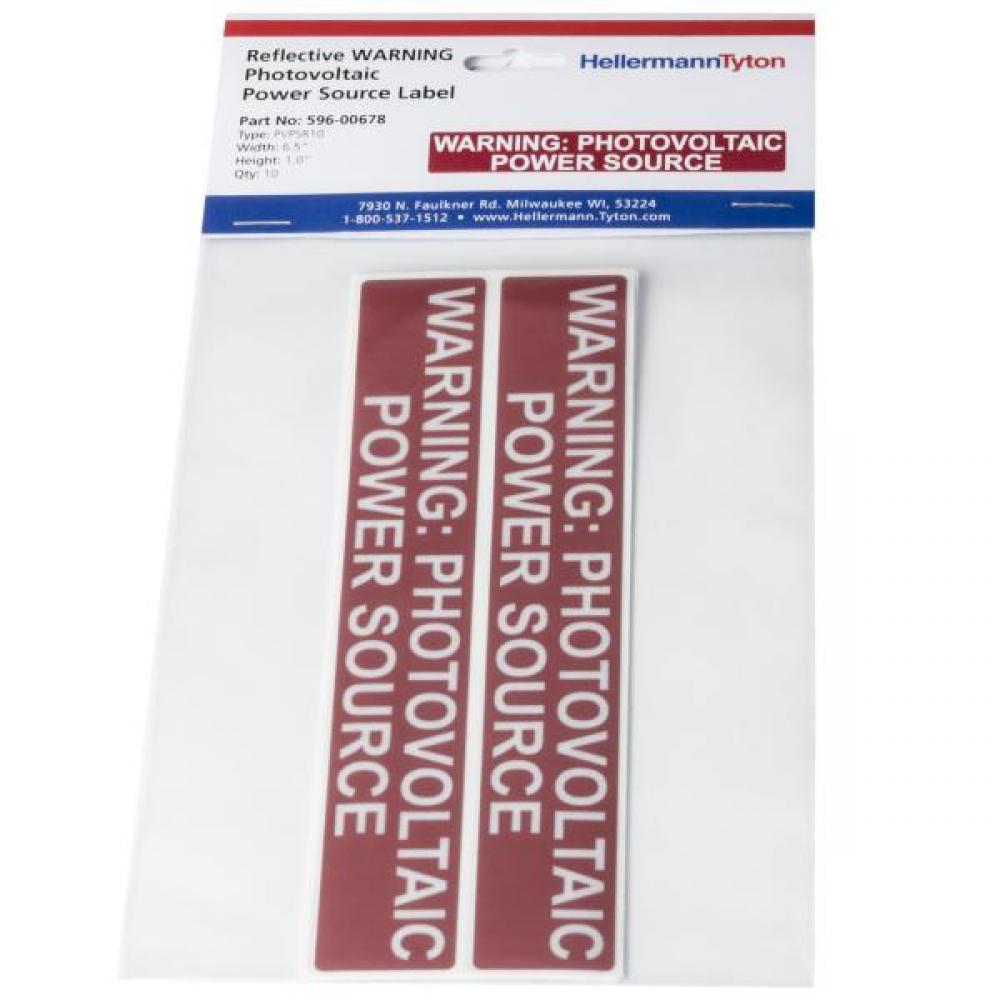 Solar Label, Reflective, Warning Photovoltaic Power Source,
